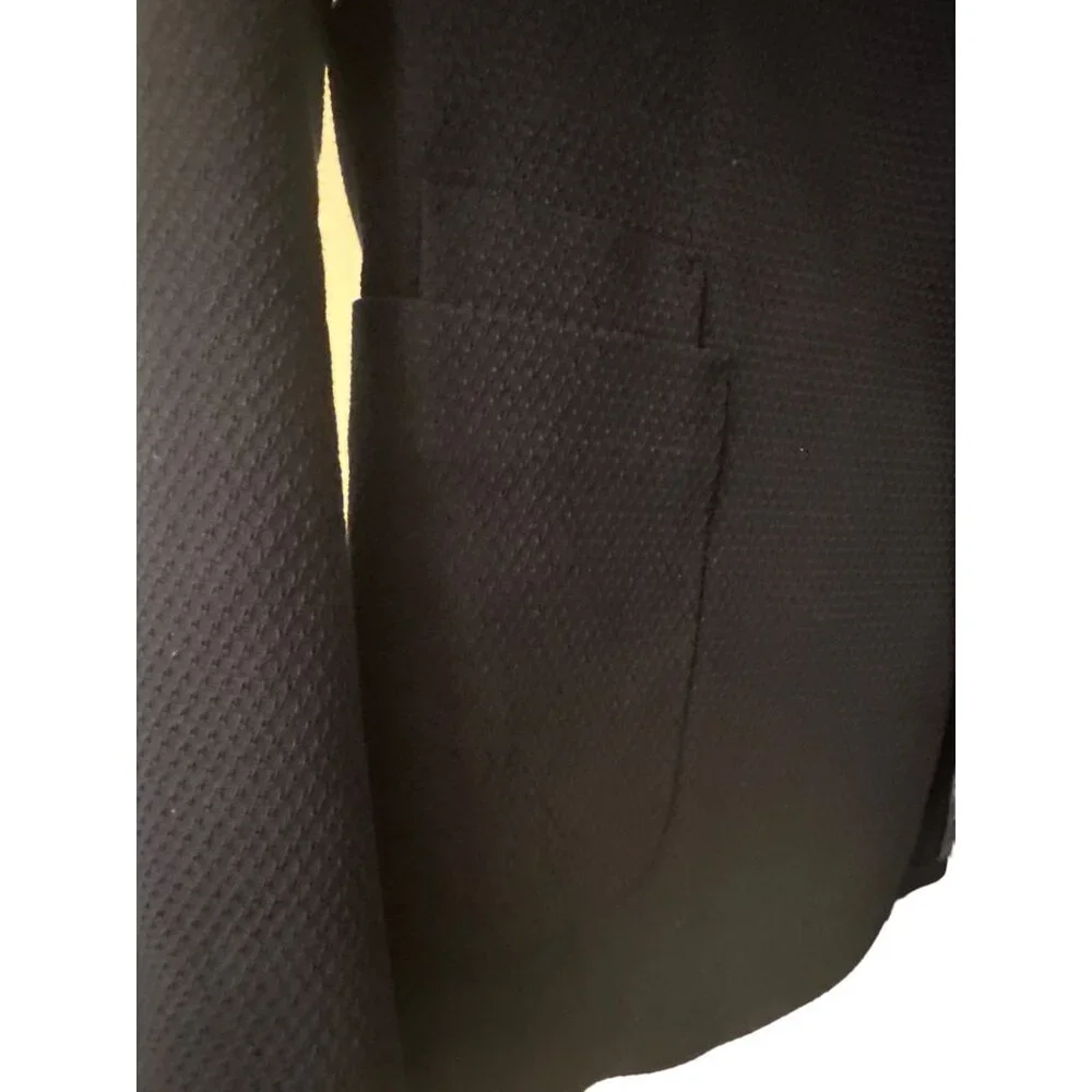 Drykorn Mens Navy Textured Blazer 3-Button Closure Size 38R Wool-Blend‎